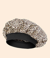 Bonnet de nuit en soie léopard 19 momme pour cheveux – usage nuit