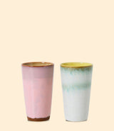 Set de 2 mugs à latte en céramique émaillée, collection 70s ceramics Fresco, HK Living