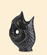 Vase poisson en grès noir Madam Stoltz usage fleurs ou pichet