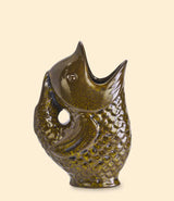 Vase poisson en grès khaki Madam Stoltz usage fleurs ou pichet