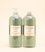 liquide vaisselle senteur Cyprès par Astier de Villatte. Flacon 1l et Recharge 1l.