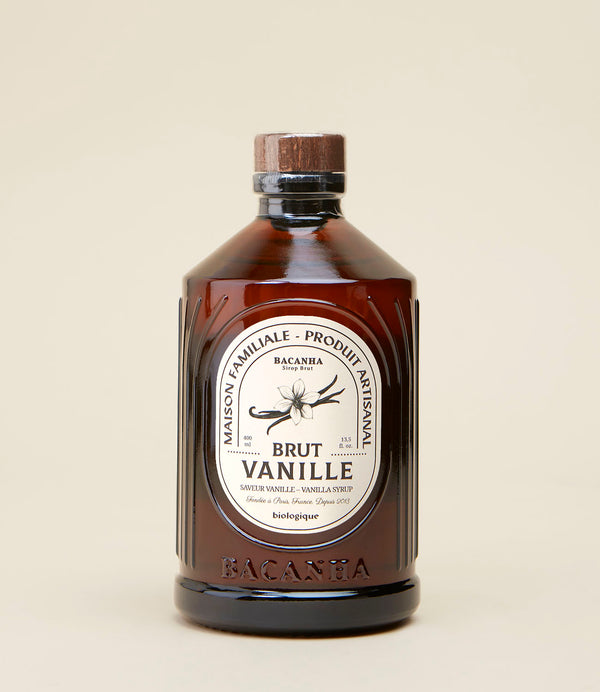 Sirop de Vanille biologique par Bacanha. bouteille en verre 400ml.