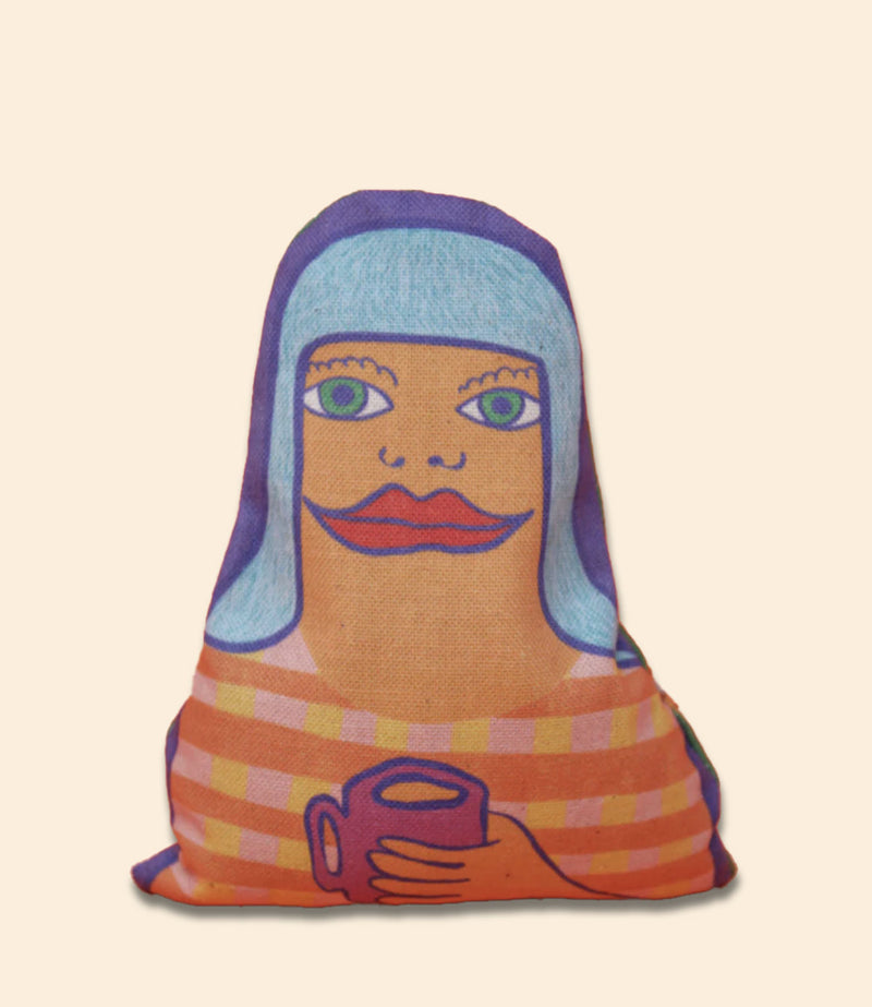 lavender bag ark colour design woman with blue hair