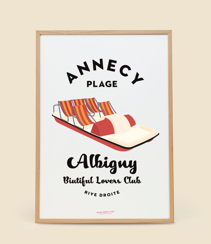 Affiche Pédalo du lac d'Annecy Plage d' Albigny 2024