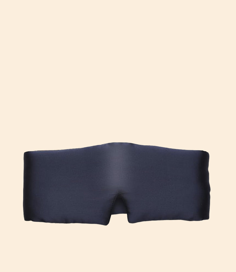 Masque de nuit en soie bleu nuit 19 momme ajustable – usage sommeil