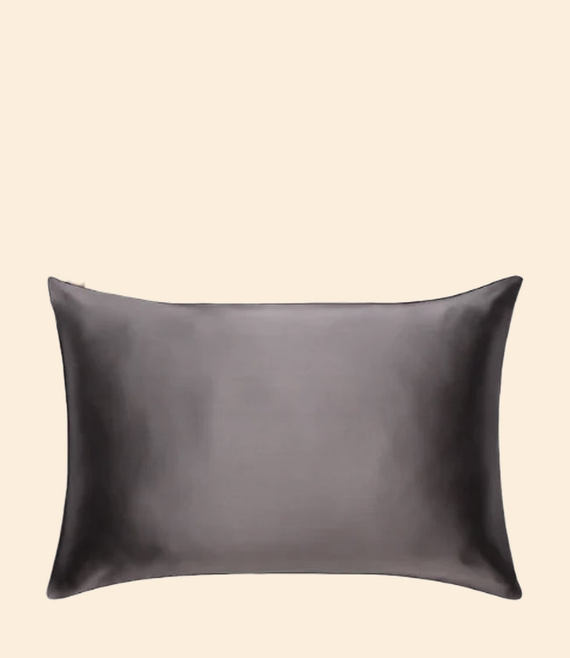 Taie d’oreiller en pure soie gris foncé 22 momme 51x76 oeko tex