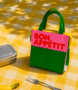 Lunch bag Bon Appétit multicolore rose et vert, pour repas et en-cas, Helio Ferretti