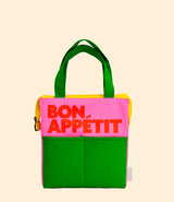Lunch bag Bon Appétit multicolore rose et vert, pour repas et en-cas, Helio Ferretti