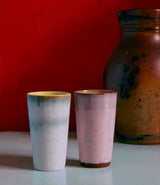 Set de 2 mugs à latte en céramique émaillée, collection 70s ceramics Fresco, HK Living