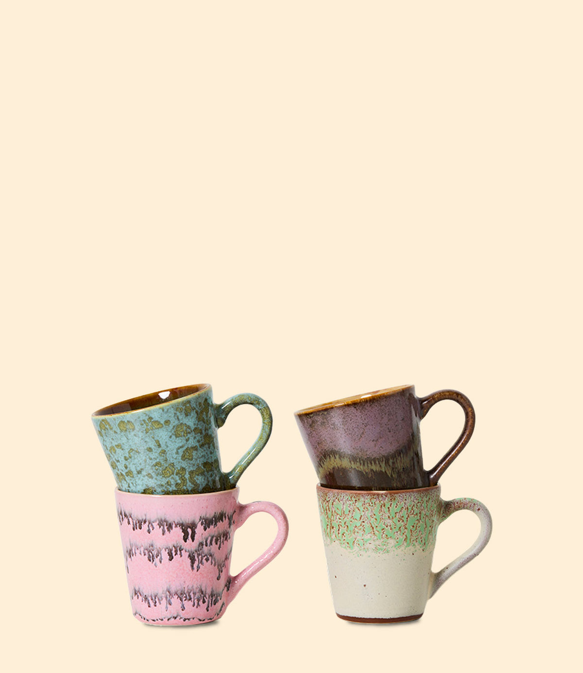 HK Living 4 Espresso Mugs Brutalism 70's Ceramics