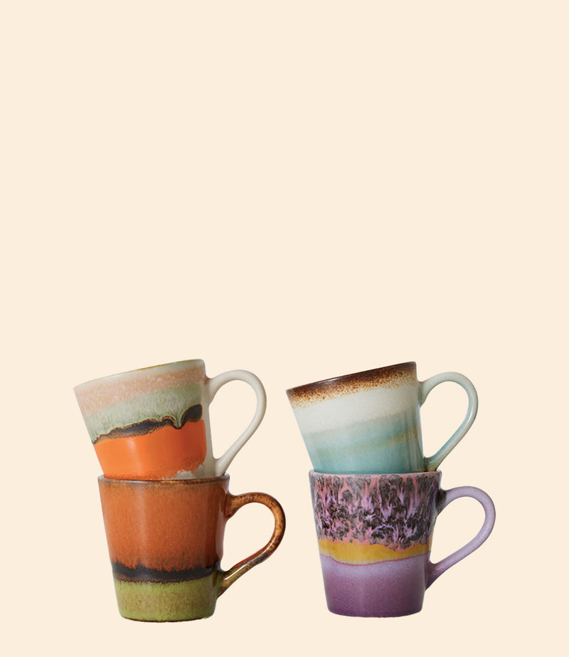 set de 4 mugs espresso 70s ceramics hk living