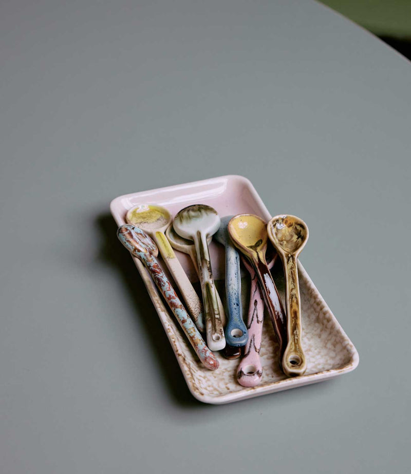 Lot de cuillères en grès motif graphique Sketch M HK Living