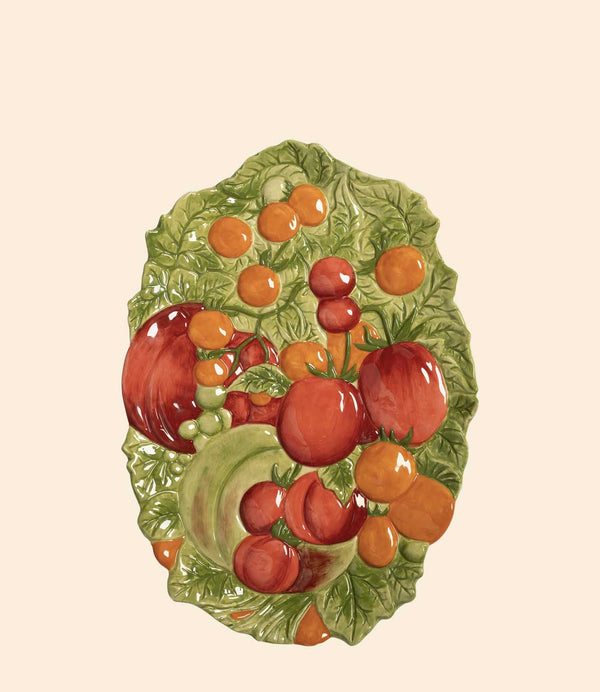 Plat de service en dolomite avec illustrations de tomates – &Klevering