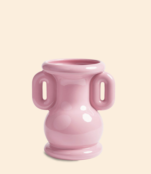 Vase amfora en céramique rose à anses décoratif &Klevering