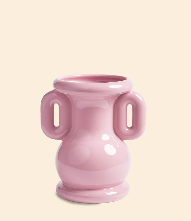 Vase amfora en céramique rose à anses décoratif &Klevering