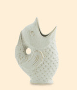 Vase poisson blanc en grès Madam Stoltz usage fleurs ou pichet
