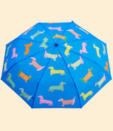 Parapluie compact Dogs in Blue, poignée bois canard, Original Duckhead