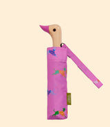 Parapluie compact Dogs in Pink, poignée bois canard, Original Duckhead