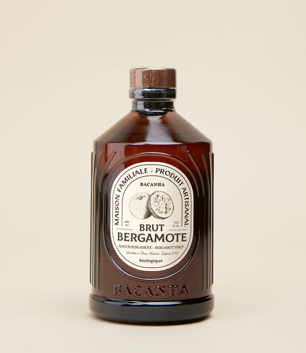 Sirop de Bergamote biologique par Bacanha. bouteille en verre 400 ml..