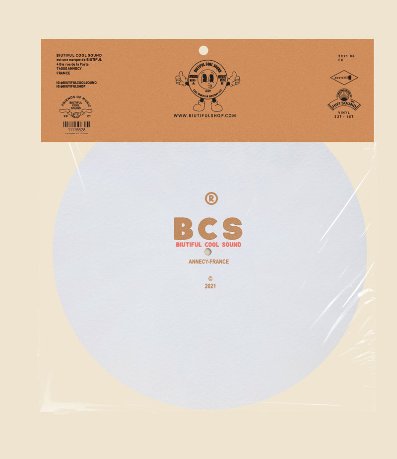 Feutrine Vinyle Jazz by Biutiful Cool Sound. Dos feutrine blanc avec logo BCS. Made in France