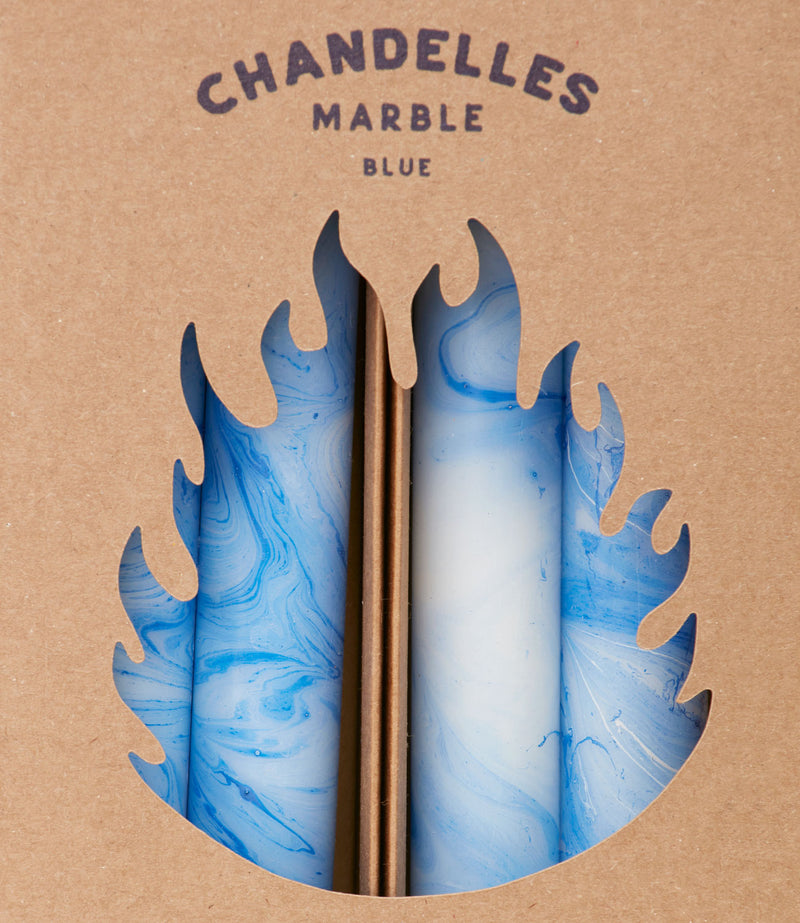 Coffret de quatre chandelles marbrées bleu par Biutiful Room 13