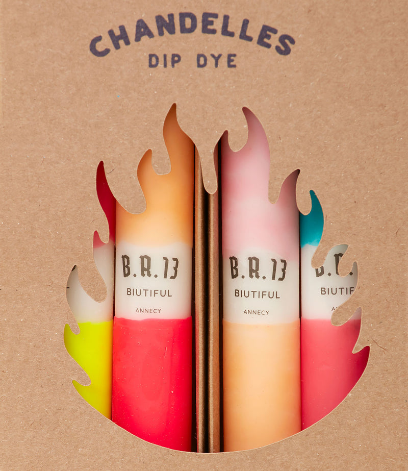 Coffret de quatre chandelles Dip Dye par Biutiful Room 13
